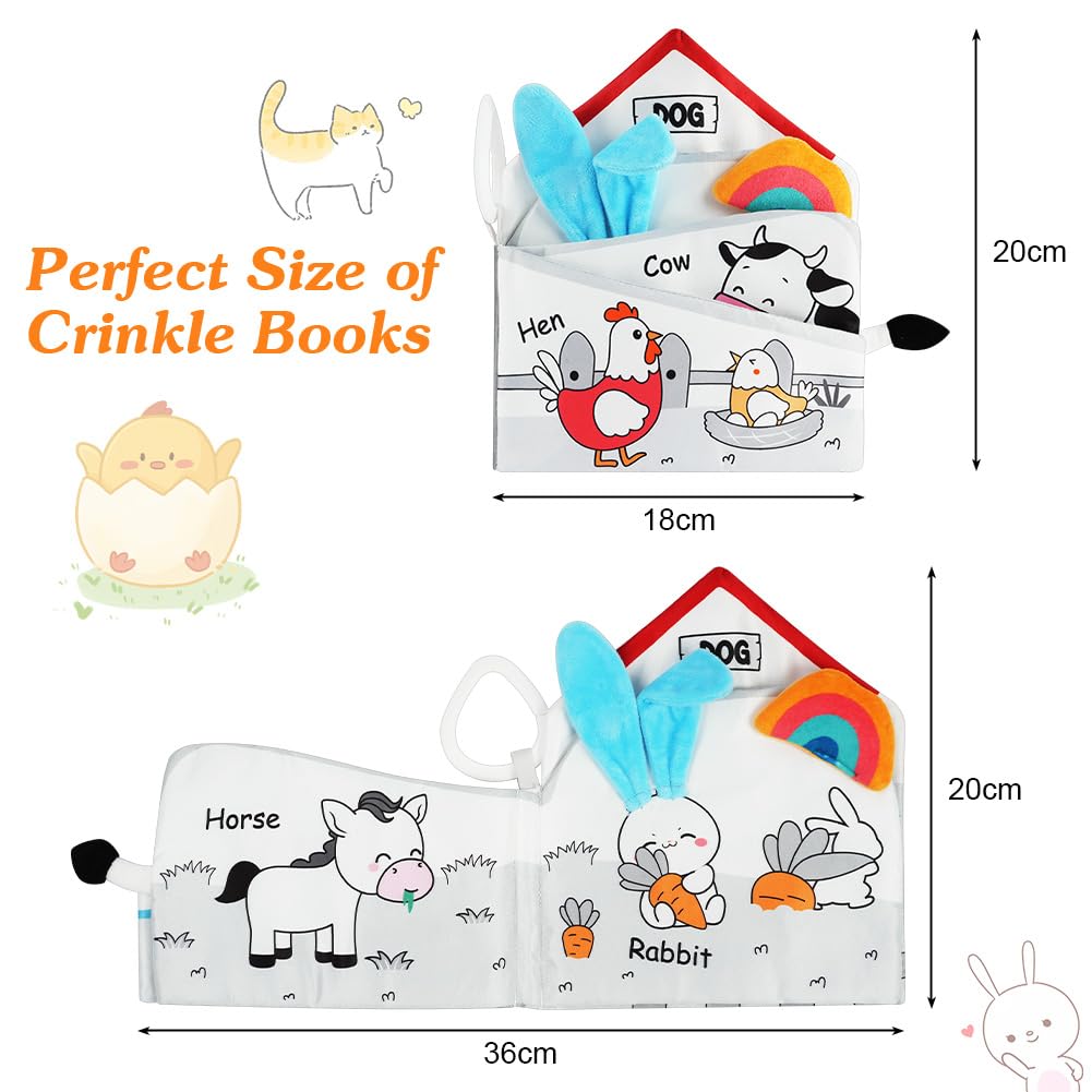 HOTUT Baby Toys Baby Books 0-6 Months, Sensory Books for Babies Touch and Feel Soft Books,Baby Crinkle Books, Touch Feel Activity Soft Book Infants Toys for 0 3 6 12 Months Boy Girl Shower Gifts