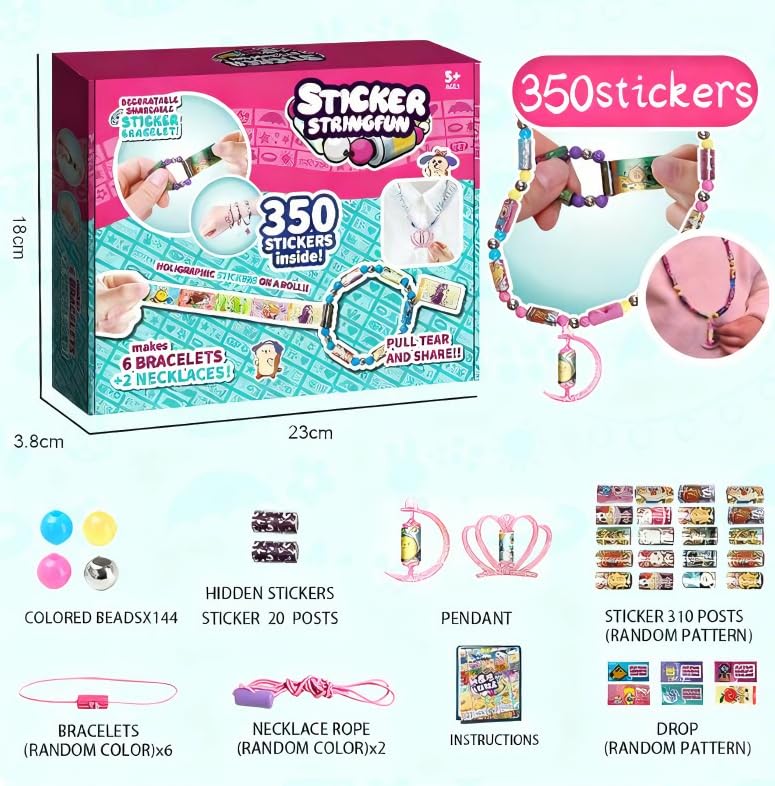 Aiceenza Sticky Rolls Bracelet Maker Kit with colorful stickers and tools for creating friendship bracelets, suitable for girls ages 6-12.