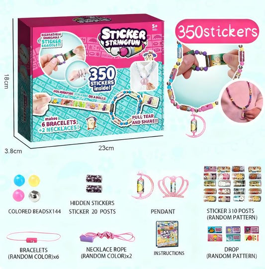Aiceenza Sticky Rolls Bracelet Maker Kit with 350Pcs Stickers | Create Unique Sticki Rolls & Friendship Bracelets | Fun Jewelry Making Kits for Girls Ages 6-12 Christmas Gifts