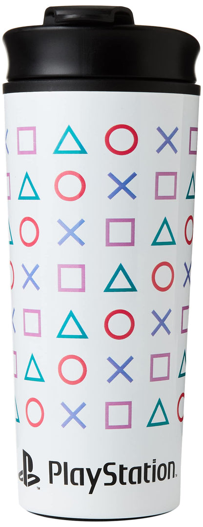 Pyramid International PlayStation shapes metal travel mug set with two durable, insulated mugs for on-the-go gaming enthusiasts.