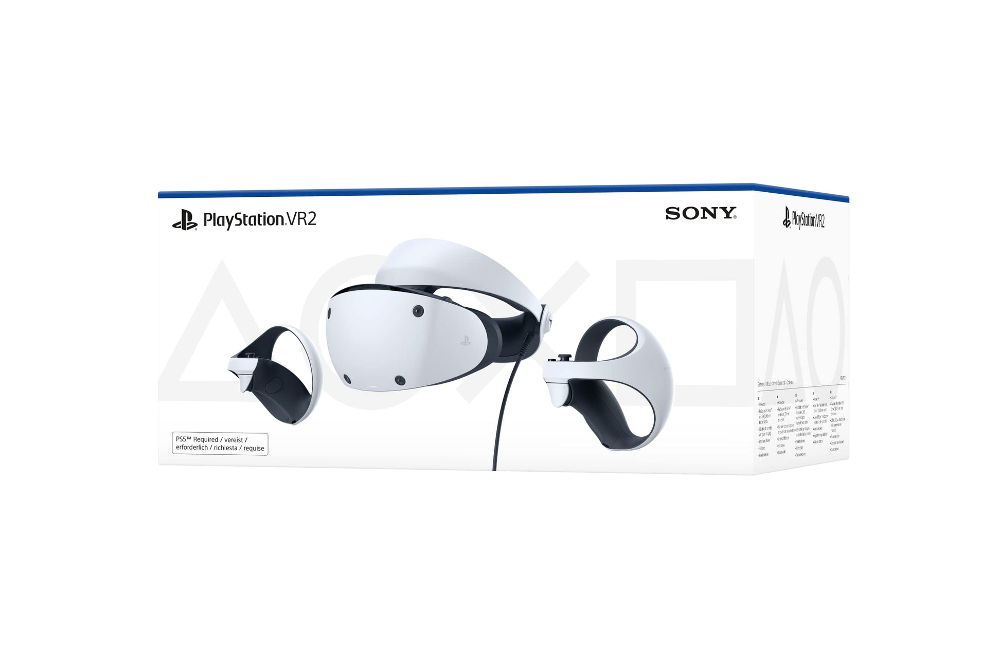 Sony PlayStation VR2 virtual reality headset with sleek design and adjustable straps, designed for immersive gaming experiences.