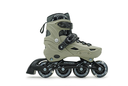 Scale Sports Adjustable Roller Skates Inline with 8 Light-Up Wheels – Kids Inline Roller Skates for Children's and Adults Rollers for Boys and Girls (Gray, Small-UK C11-1, EU 29-32)