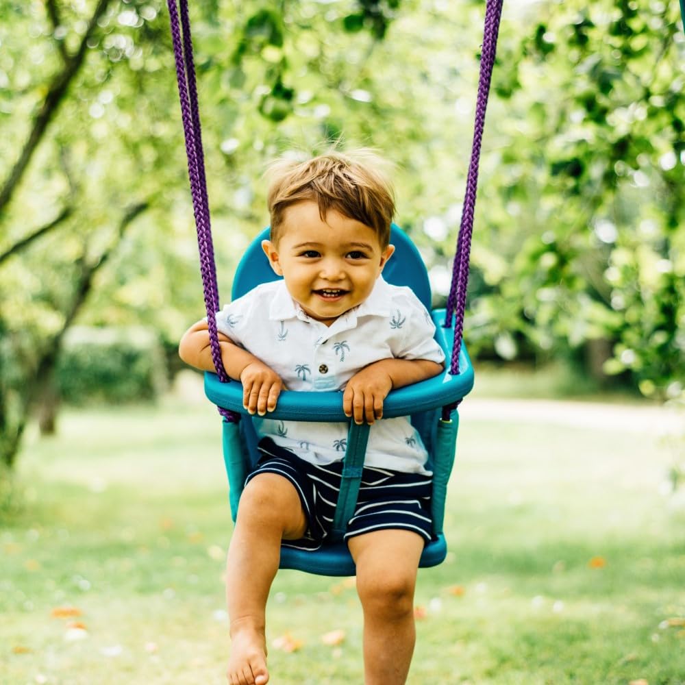 Plum 2-in-1 growable garden swing set with interchangeable seats, sturdy steel frame, suitable for babies and children outdoor play