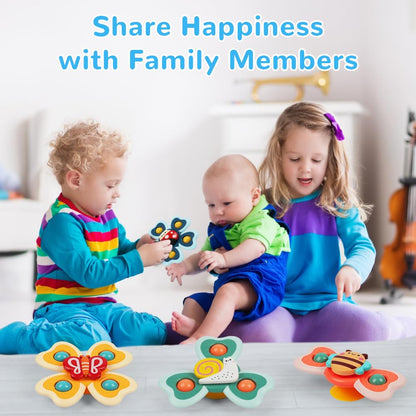 Vicloon Suction Cup Spinner Toys, 4PCS Baby Bath Spinners, Sensory Toys for Babies 18 Months Up (insects)