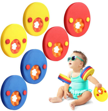 HOTENEAIRE EVA foam swim arm band float aids in vibrant colors, perfect for kids' swimming safety and fun.