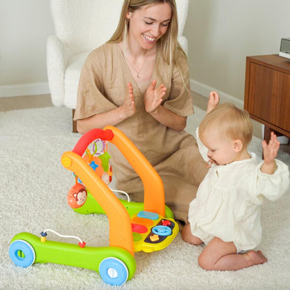 Move2Play, 4-in-1 Baby Play Mat & Activity Center Gym | Walker | Infant Toy for Tummy Time | Birthday Present | Gift for 3, 4, 5, 6, 7, 8, 9, 10, 12 + Month Old Boys & Girls (Yellow)