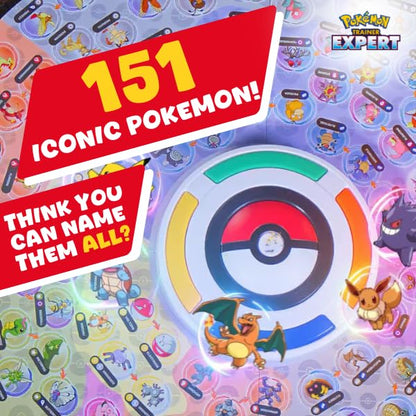 Pokémon Trainer Expert Game with double-sided board for guessing characters, suitable for 1-4 players ages 6 and up.