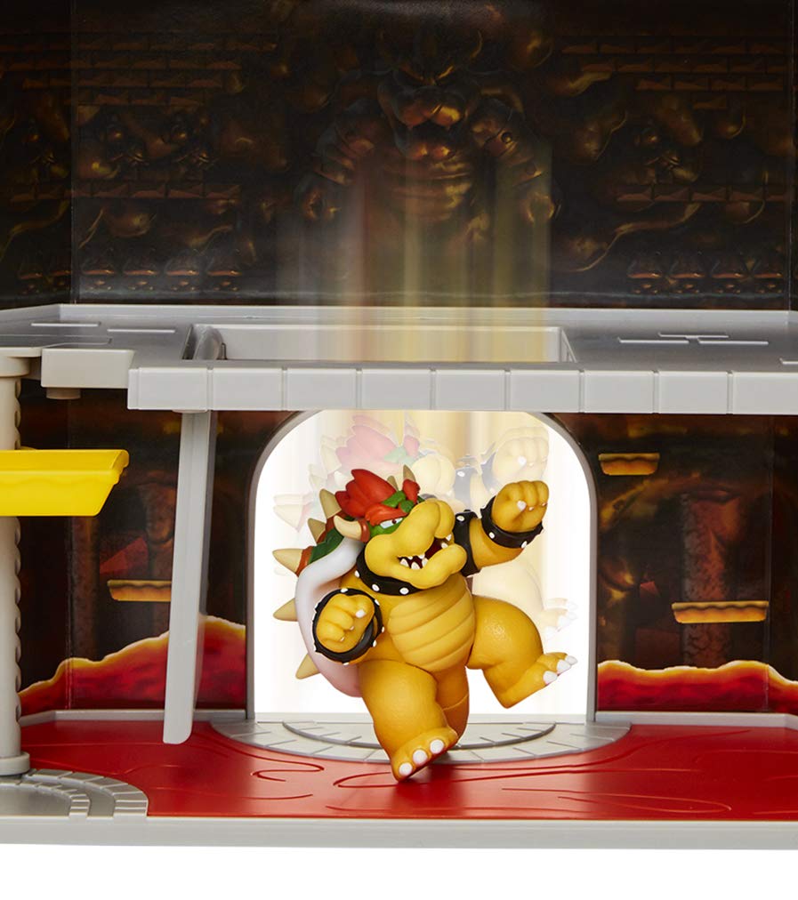 Nintendo Super Mario Deluxe Bowser's Castle Playset with 2.5" Exclusive Articulated Bowser Action Figure, Interactive Play Set with Authentic in-Game Sounds