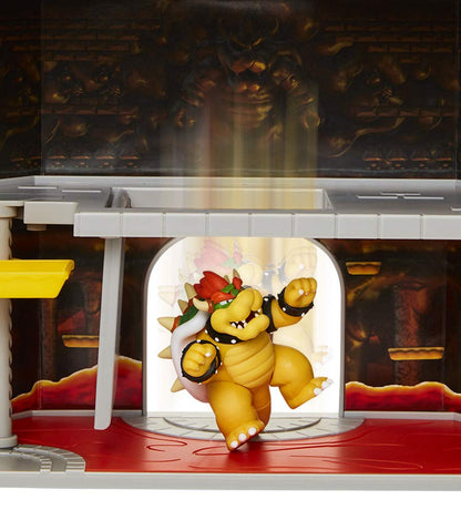 Nintendo Super Mario Deluxe Bowser's Castle Playset with 2.5" Exclusive Articulated Bowser Action Figure, Interactive Play Set with Authentic in-Game Sounds