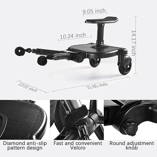 Buggy Stroller Board with Seat Pram Pushchair Stroller Board Pram Accessory Attachment for Kids with Double Clip for Extra Safety