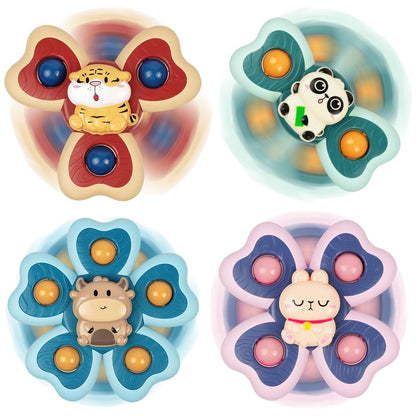 Vicloon Suction Cup Spinner Toys, 4PCS Baby Bath Spinners, Sensory Toys for Babies 18 Months Up (animals)
