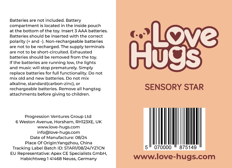 LoveHugs Musical Star Teddy Sensory Light - Sensory Toys For Autism - Sleep Aid For Kids - Light Up Toys Sensory Twinkle Twinkle Little Star Toy