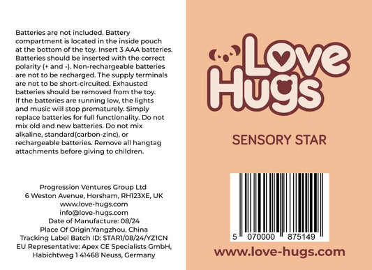 LoveHugs Musical Star Teddy Sensory Light - Sensory Toys For Autism - Sleep Aid For Kids - Light Up Toys Sensory Twinkle Twinkle Little Star Toy