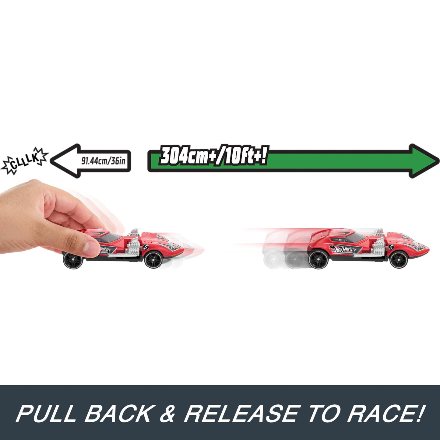 Hot Wheels pull-back speeders set of 2 toy cars in assorted styles, featuring opening parts and 1:43 scale design.
