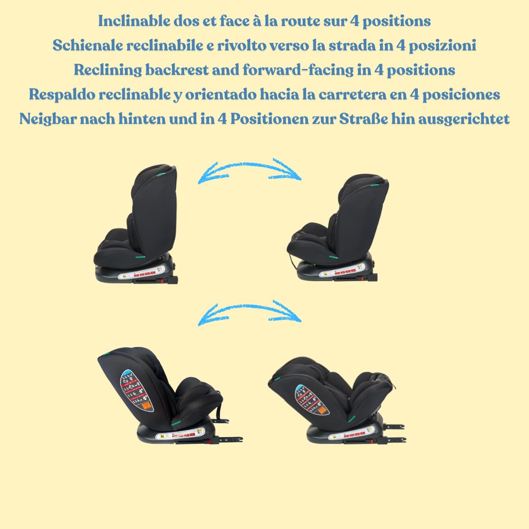 Safety Baby Xenon Isofix 360° Swivel Car Seat I-Size 40-150 cm Suitable from Birth to Approximately 12 Years Group 0-1-2-3 Isofix Fixings and Side Protectors