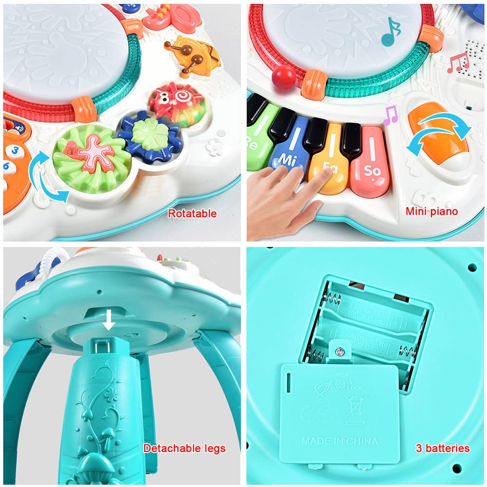 Cemirk baby activity table with musical toys, designed for infants 6-12 months and toddlers up to 3 years old.
