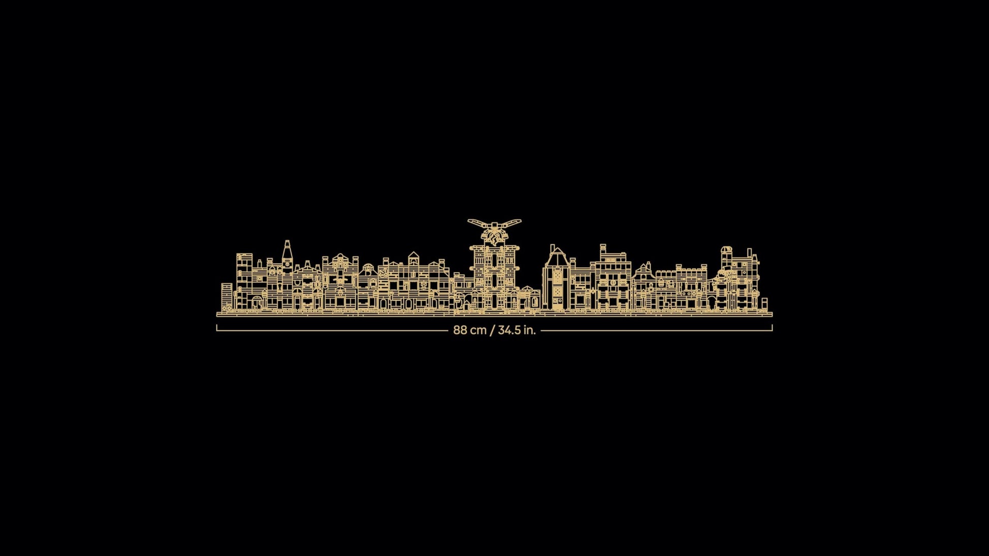 LEGO Harry Potter Diagon Alley set showcasing microscale shops and 12 microfigures in a detailed collectible display.
