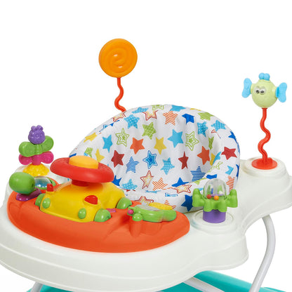 Babylo Twist About Baby Walker with activities, electronic games, height adjustment, and 120-degree padded swivel seat.