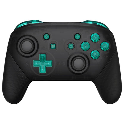 eXtremeRate emerald green glass repair ABXY D-pad and ZR ZL L R buttons for Nintendo Switch Pro Controller, glossy DIY replacement set