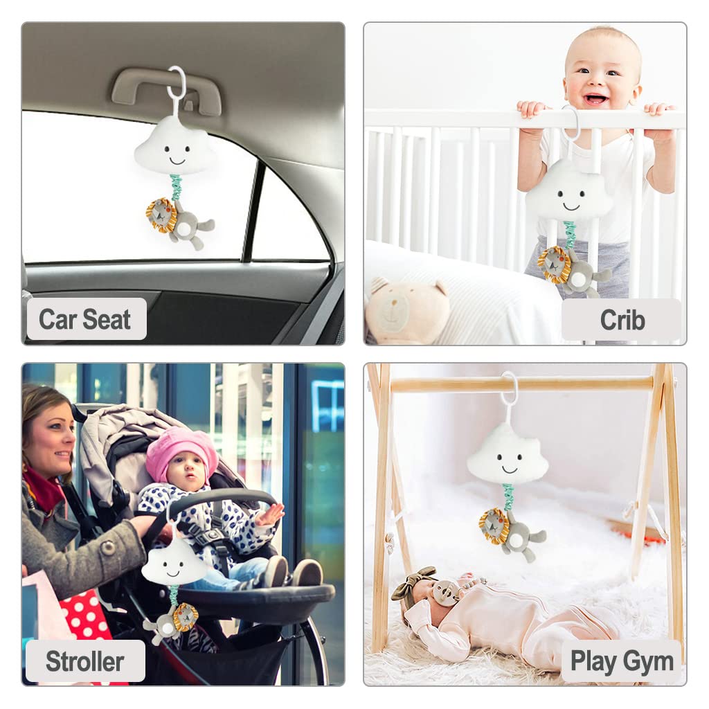 Blublu Park baby hanging musical toy with cloud design, clip-on lullaby music box for prams, cribs, strollers, and car seats