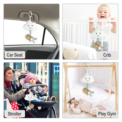 Blublu Park baby hanging musical toy with cloud design, clip-on lullaby music box for prams, cribs, strollers, and car seats