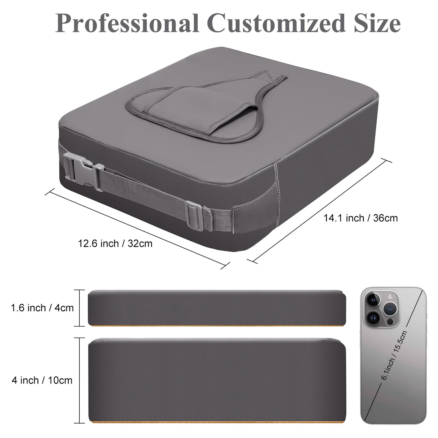 TOTIDYH Toddler Booster Seat for Dining Chair, 10cm PU Washable Toddler Booster Cushion for Dining Chair with Backrest and Adjustable Straps, Non-Slip Kids Travel Booster Seat for Dining Table (Grey)