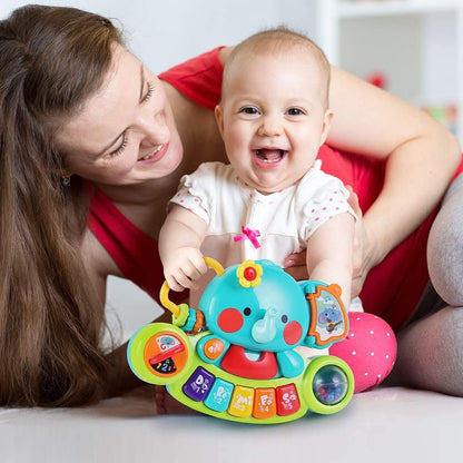 HOLA Baby Toys 6 to 12 Months Musical Elephant Piano Baby Toy 6 Months Plus 12 18 Months Interactive Early Learning Toys for 6 Month Old Babies Girls Boys Gifts