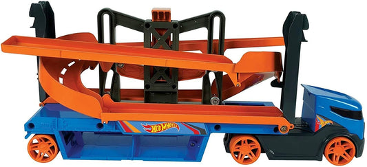 Hot Wheels City Lift & Launch Hauler Vehicle with Storage for up to 20 1:64 Cars, Lift and Launch Feature and 1 Hot Wheels Car, for 3 Year Olds and Up - GNM62