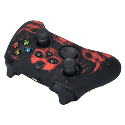Red YoRHa laser carving silicone skin for Xbox Series X/S controller with 8 pro thumb grips, providing custom protection and grip.