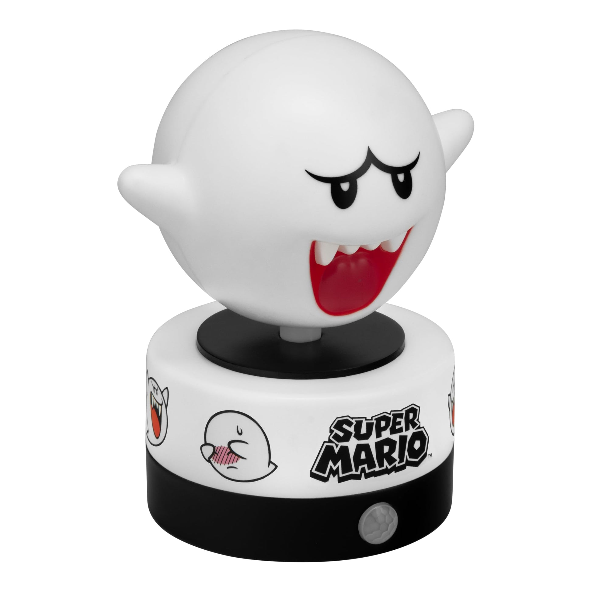 Paladone Super Mario Boo motion sensor night light with LED lamp, security alarm, ideal for kids' bedrooms and teen spaces.