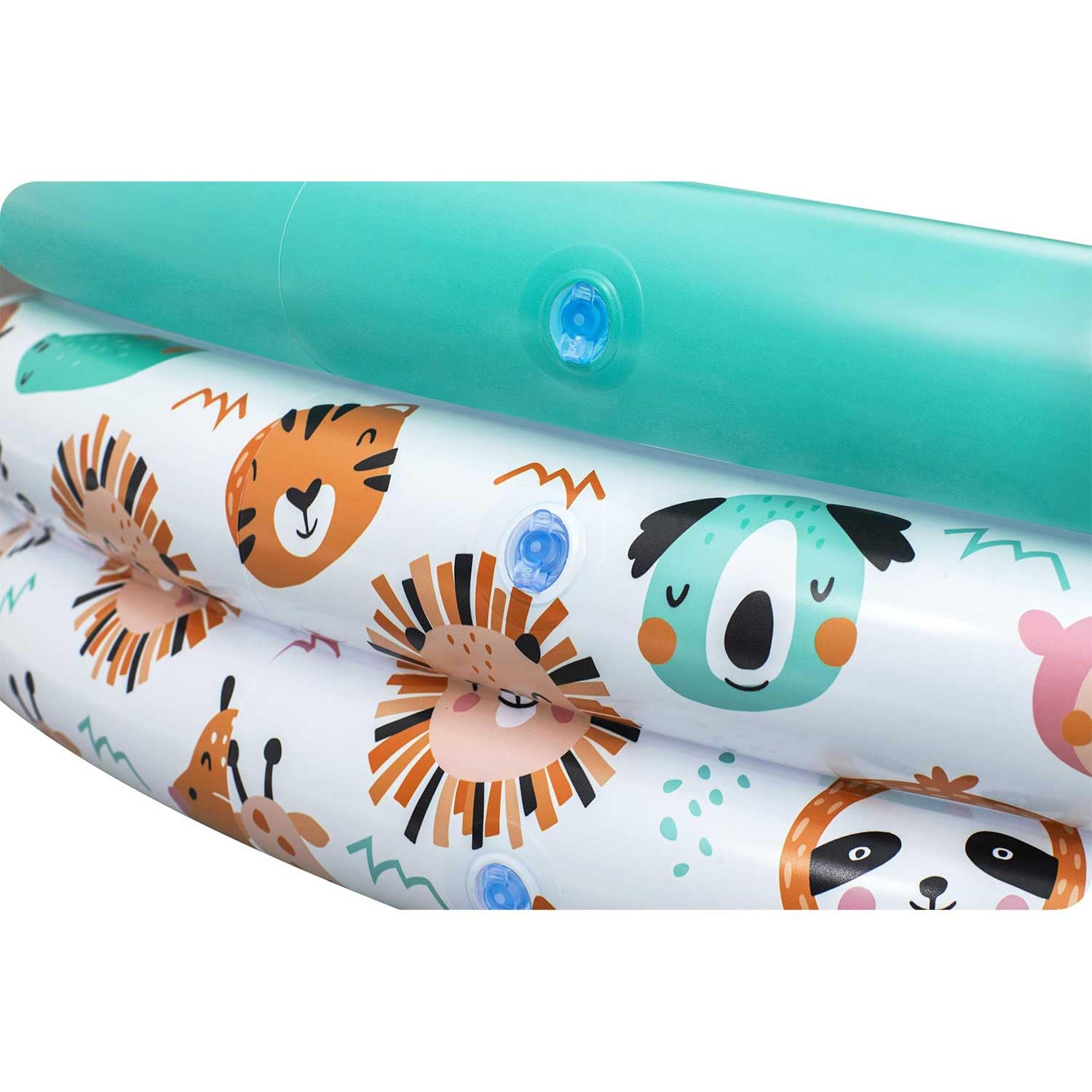 Bestway Safari Pals inflatable kiddie pool with colorful animal designs, perfect for children's outdoor playtime.