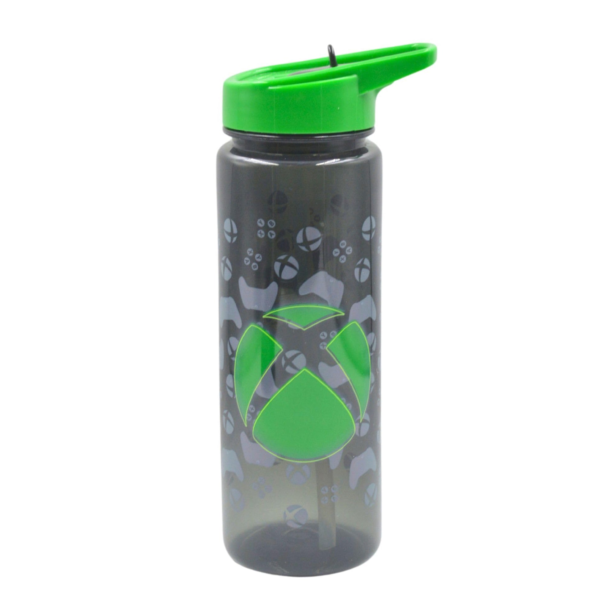 Hox Xbox 600ml leak-proof water bottle with straw, flip spout, carry loop, BPA-free, green Xbox logo, dishwasher safe for gamers.