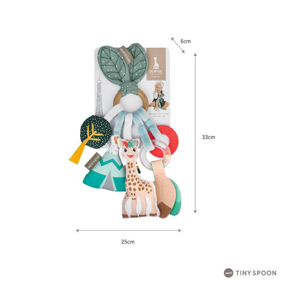 Sophie la girafe Sensory Activity Ring – Baby Teething Toy with Rattle, Crinkle Sounds & Textures – BPA-Free, Natural Rubber & Fabric – Attaches to Stroller/Car Seat – Washable, Gift-Ready for Infants