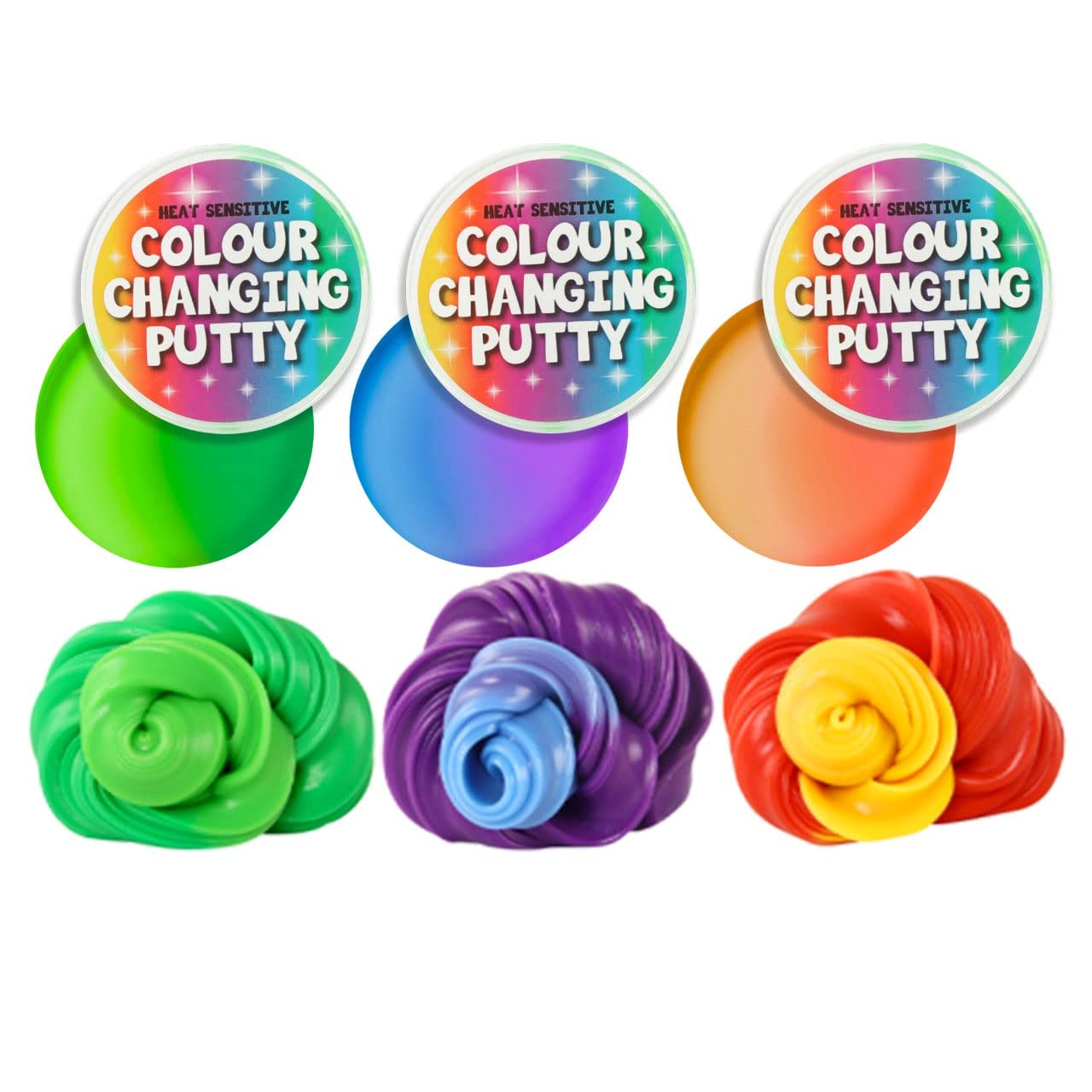 Color-changing slime putty by D.A.Y. Republic in a pack, showing vibrant, heat-sensitive, stress-relief novelty in a fun, random color.