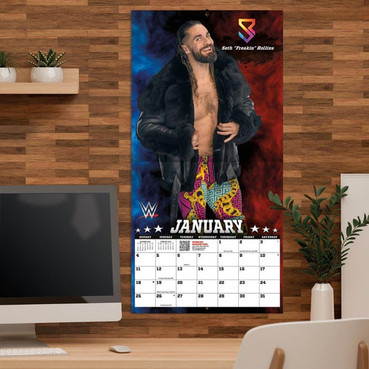 2026 CALENDAR WWE SUPERSTARS MONTH TO VIEW SQUARE WALL CALENDAR OFFICIAL PRODUCT