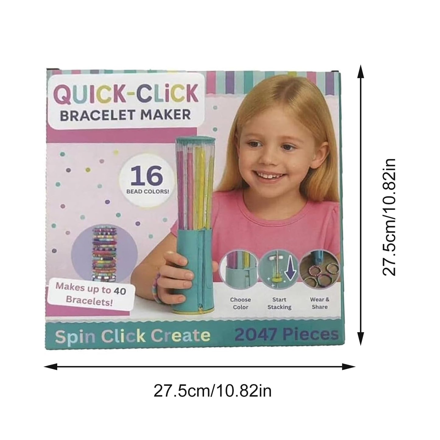 Quick Click Bracelet Maker Kit, Cool Bracelet Making Machine, 2047 Beads Fun DIY Jewelry Craft Kit, Rotating DIY Jewelry Set for 8-12 Girls & Teens, Develop Hands-On & Imagination & Creativity Skills