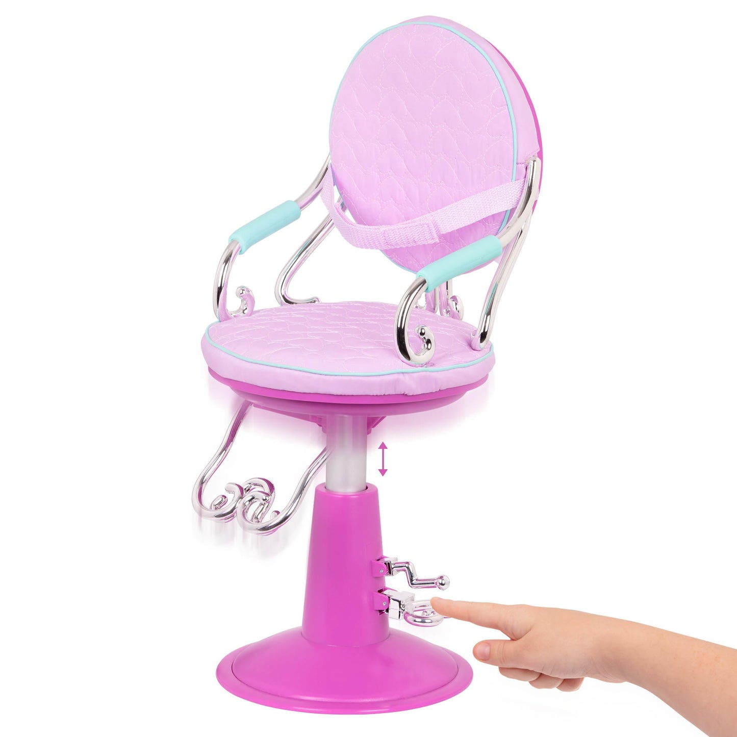 Our Generation - Sitting Pretty Salon Chair - Adjustable Salon Chair Playset - Hair Dryer & Styling Tools - 18-Inch Doll Accessories - Pretend Play - Toy for Kids 3 Years +