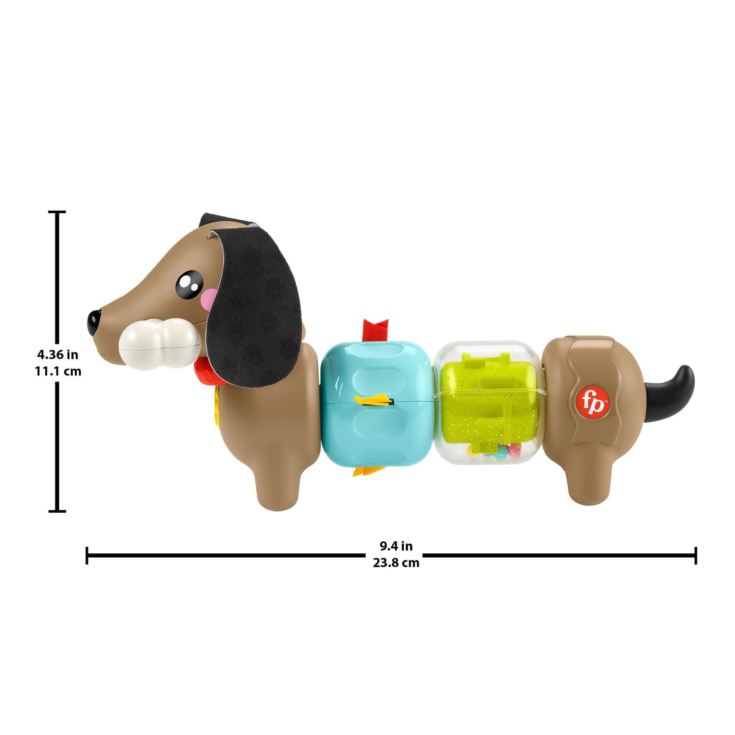 Fisher-Price Baby Sensory Toy FP Pets Click & Spin Activity Pup with colorful buttons and fine motor activities for infants 6+ months