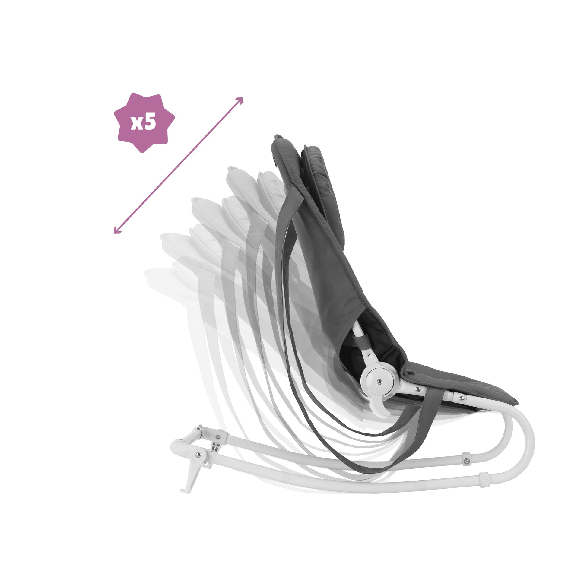Badabulle Easy Baby Bouncer chair with soft fabric seat and safety harness, designed for comfortable baby rocking and sitting.