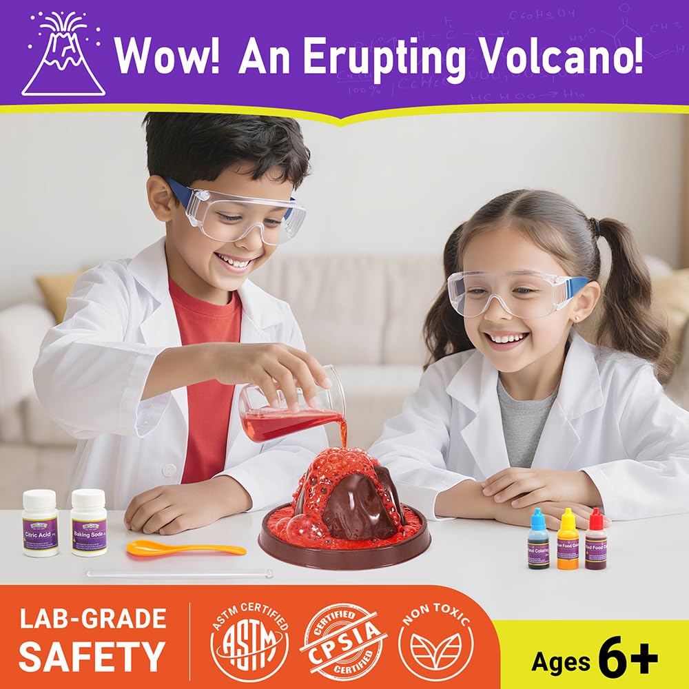 BenBen 60+ science experiments kit for kids, educational STEM toy set for ages 6 to 10, with colorful science tools and materials.