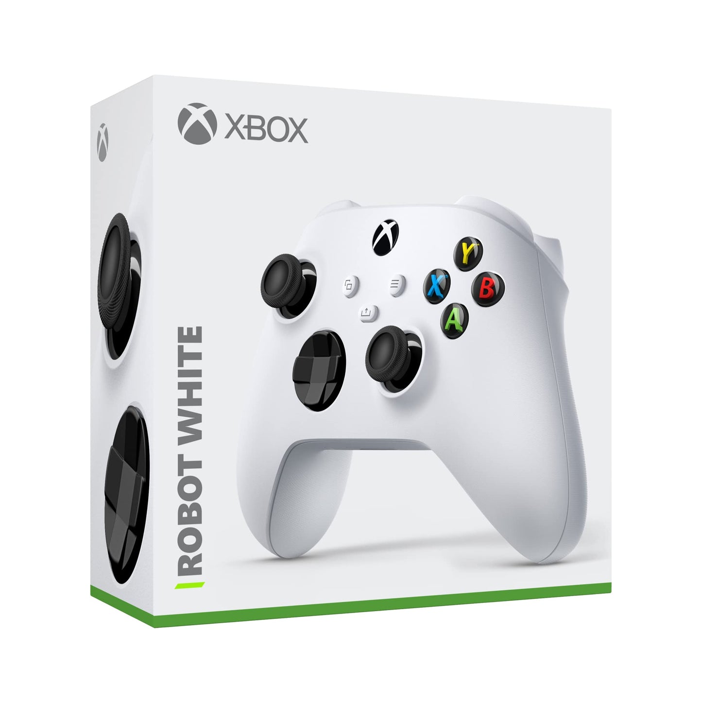Xbox Wireless Controller in Robot White color, compatible with Series X|S, One, and Windows devices, shown in a close-up view.