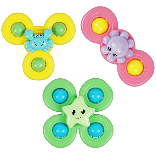 Vicloon Suction Cup Spinner Toys, 3PCS Baby Bath Spinners, Sensory Toys for Babies 18 Months Up (ocean)