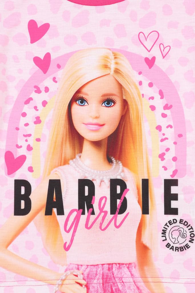 Barbie long pink pyjama set for girls aged 5-6 years, featuring a comfortable top and matching pants.