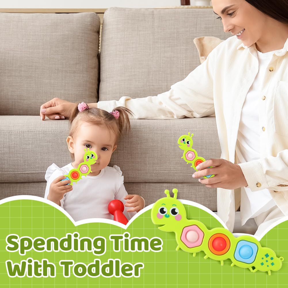 AYESY Fidget Popper Sensory Toys, Pop Fidget Toys for Toddlers 12+ Month, Baby Montessori Toys for Stress Relief, Airplane Travel Activities, Autism Gift for Boys Girls