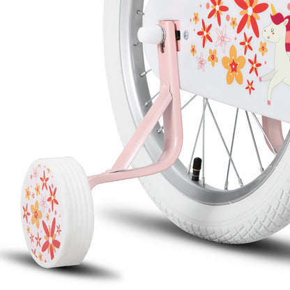 STITCH Unicorn 14 Inch Girls Bike for 3-5 Years Old Kids, 14 Inch Girls Bike with Basket& Doll Seat,Pink