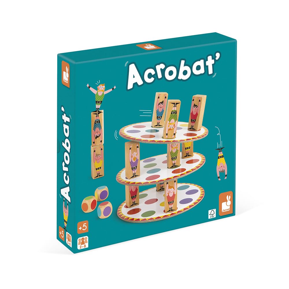 Janod - Acrobat' - Skill and Strategy Game - Children's Board Games - Concentration and Fine Motor Skills - 2 Players and Up - from 5 Years Old, J02757