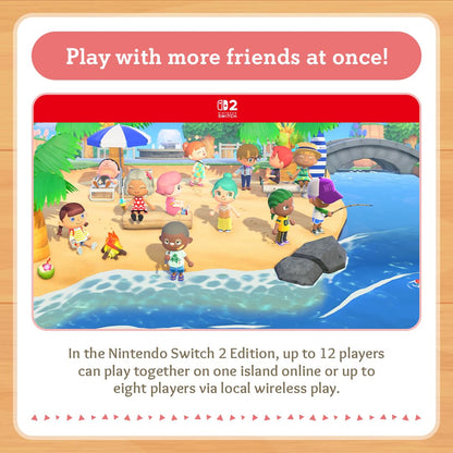 Nintendo Animal Crossing: New Horizons for Nintendo Switch 2 Edition game cartridge in a close-up view.