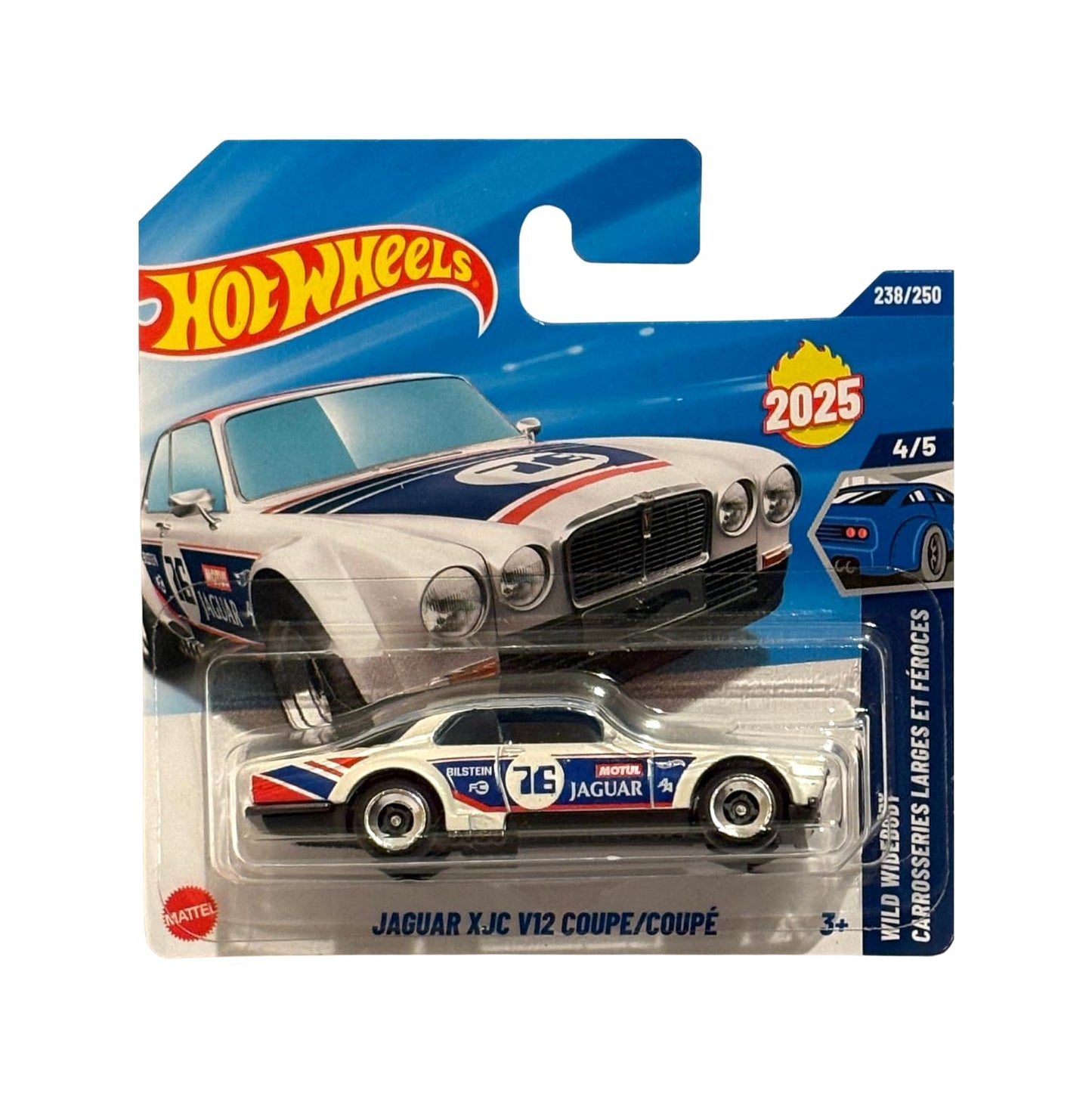 Hot Wheels Jaguar XJC V12 Coupe (HYW54) - White with Bilstein & Motul Racing Paint - Wild Widebody Series 4/5 - 2025 - 1:64 Scale - Officially Licensed by Jaguar
