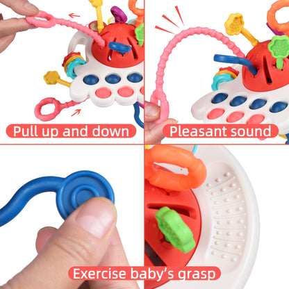 HCSSZ Montessori Toys,Silicone Travel Sensory Toys for Toddlers,Food Grade Pull String Activity Toy for Baby Girls Boys Educational Fine Motor Skills,Birthday Gift