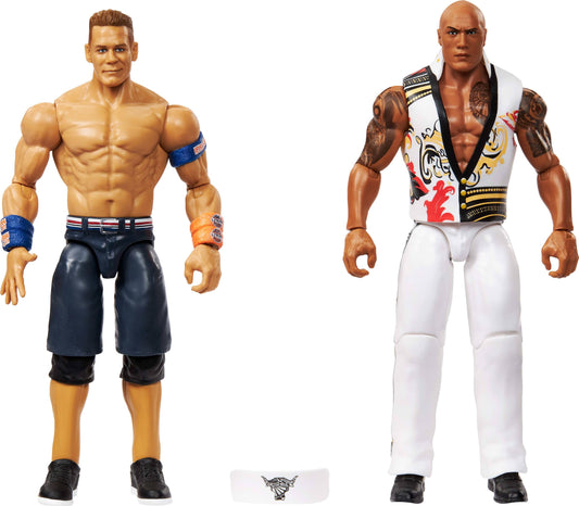 Mattel WWE Championship Showdown Action Figures 2-Pack with Accessory, Series #23 The Rock & John Cena Collectible Set, 6-inch